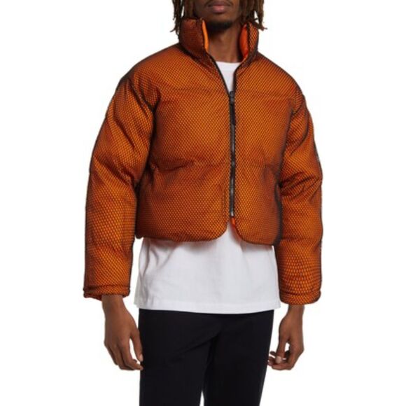 Mens Connor McKnight Orange Reversible Down Puffer Jacket sz L - Picture 2 of 7